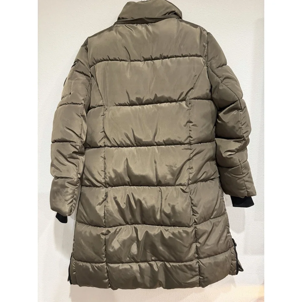 MADDEN GIRL Women's Olive GREEN Puffer‎ Jacket Size Large Long Cozy City - Picture 9 of 9